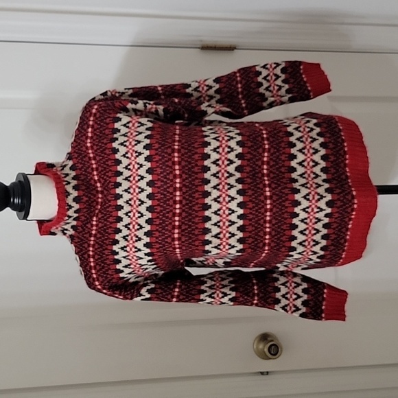 Chaps Size M Fair Isle Wool Blend Lightweight Knit Sweater, Mock Neck, GUC - Picture 1 of 11